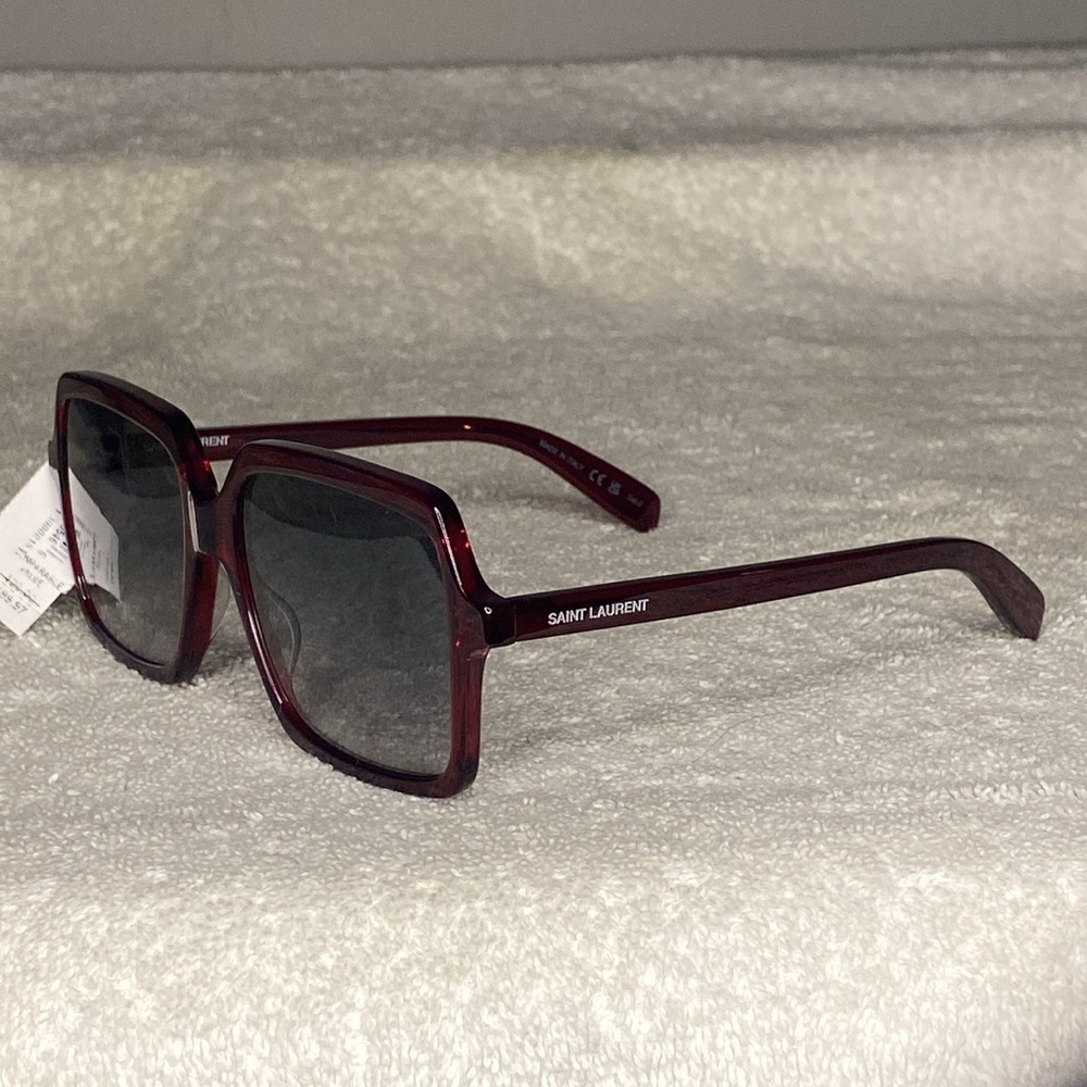 NEW IN BOX Saint Laurent 54mm Square Sunglasses in Brown [IN CASE] - Picture 3 of 8